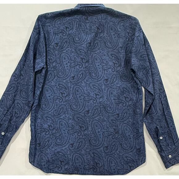 Vincenzo De Lauziers Men's Blue Paisley 100% Linen Shirt Size US16 41 Italy(07) - Picture 7 of 10